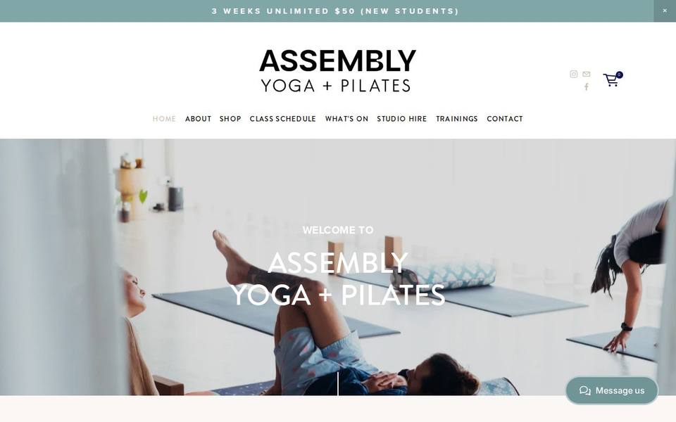 Assembly Yoga + Pilates website