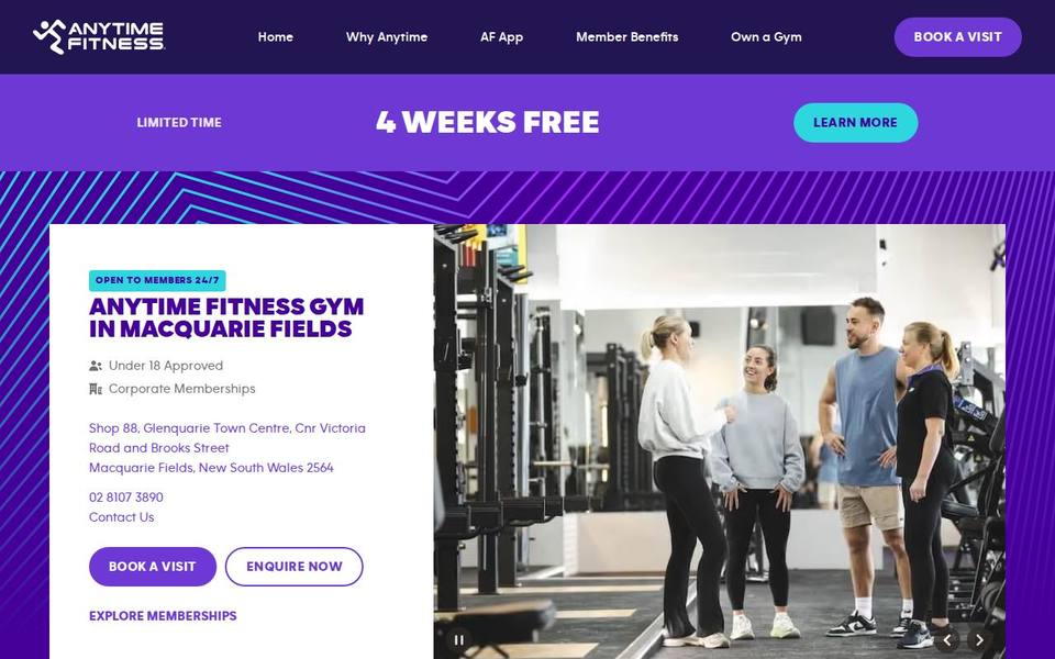Anytime Fitness Macquarie Fields website