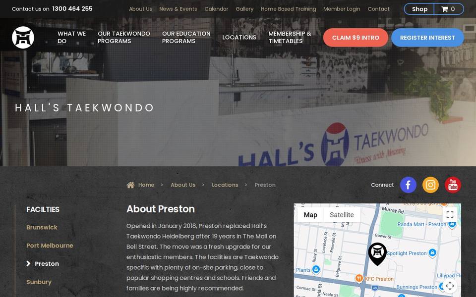 Hall's Taekwondo Tullamarine Preston website