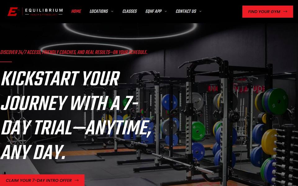 Equilibrium Health & Fitness website