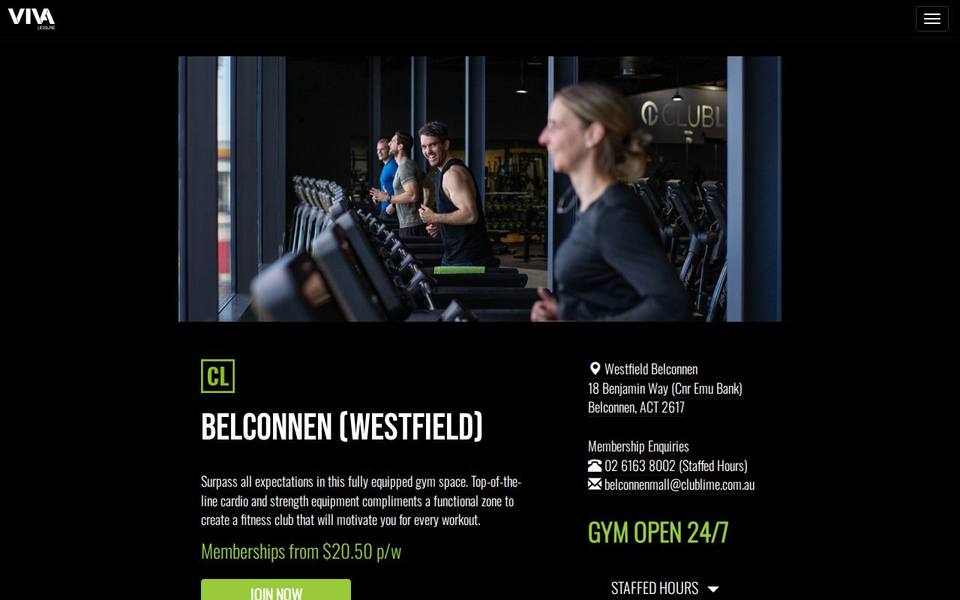 Club Lime Belconnen (Westfield) website