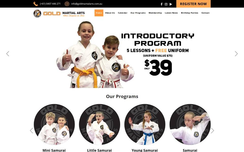 Gold Martial Arts website