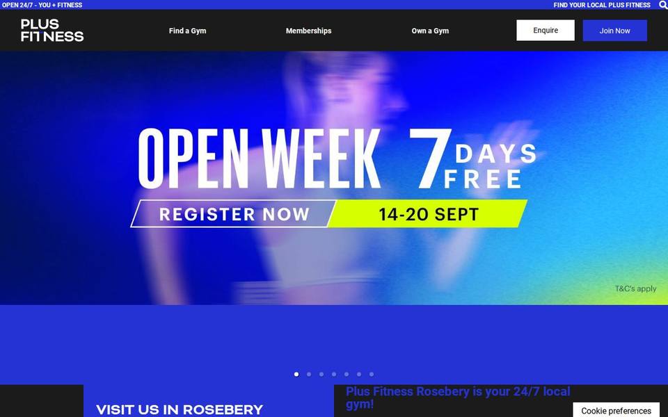Plus Fitness Rosebery website