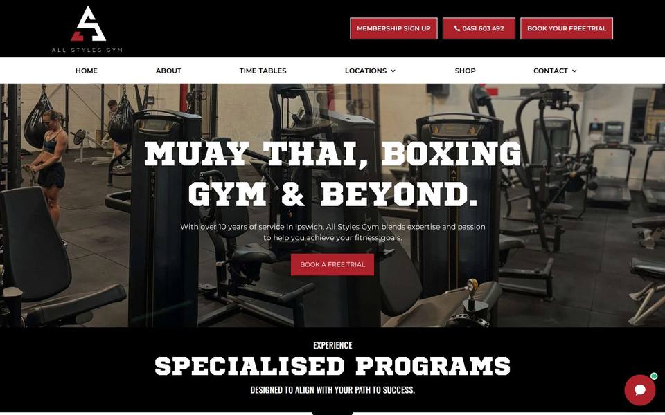All Styles Gym Ipswich website