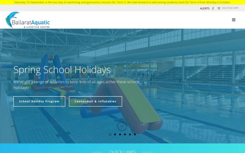 Ballarat Aquatic and Lifestyle Centre website
