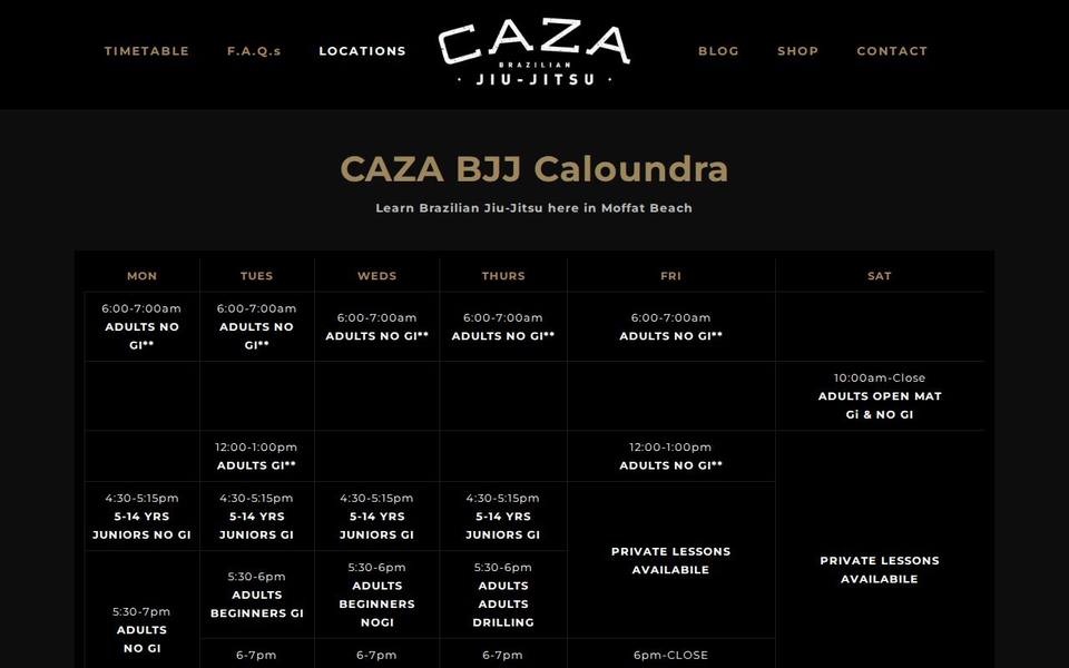 CAZA Brazilian Jiu-Jitsu website