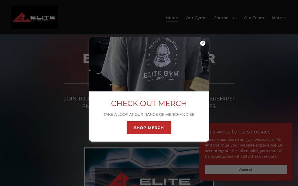 Elite Contender 24-7 Gym website