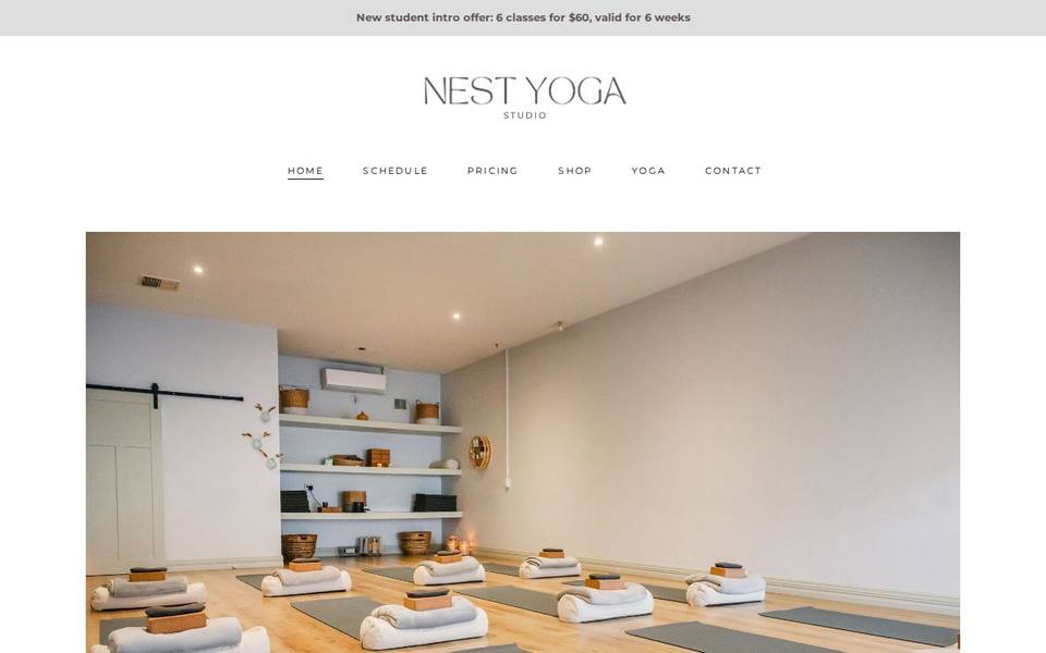 Nest Yoga website