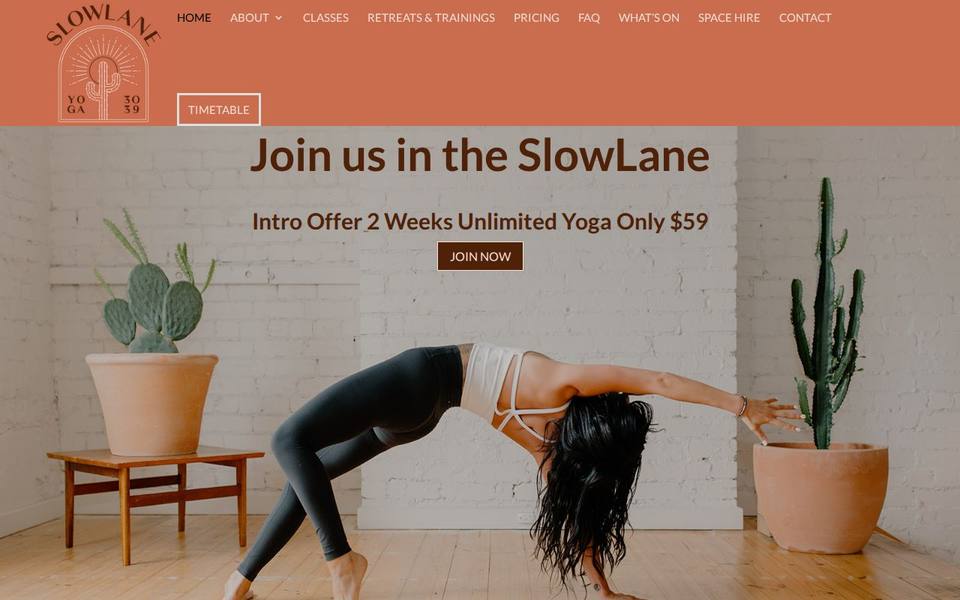 SlowLane Yoga website