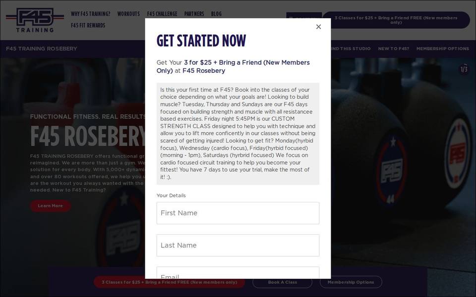 F45 Rosebery website