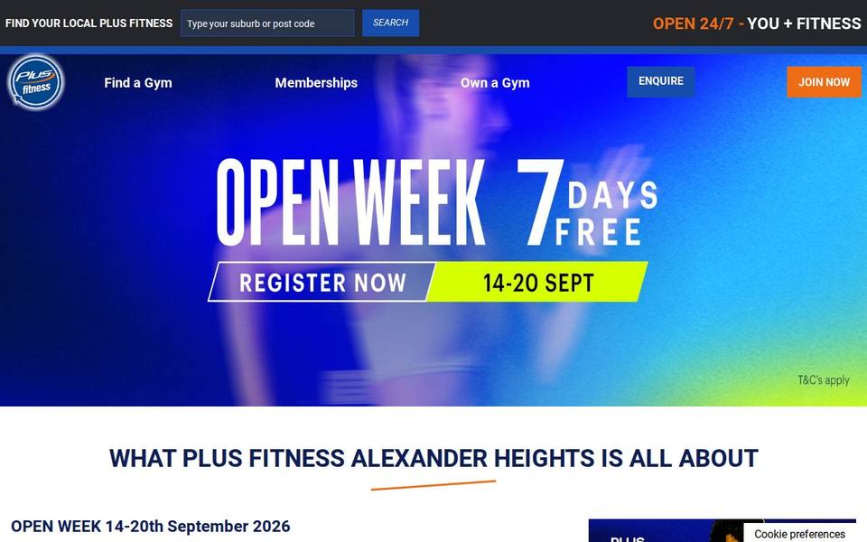 Plus Fitness Alexander Heights website