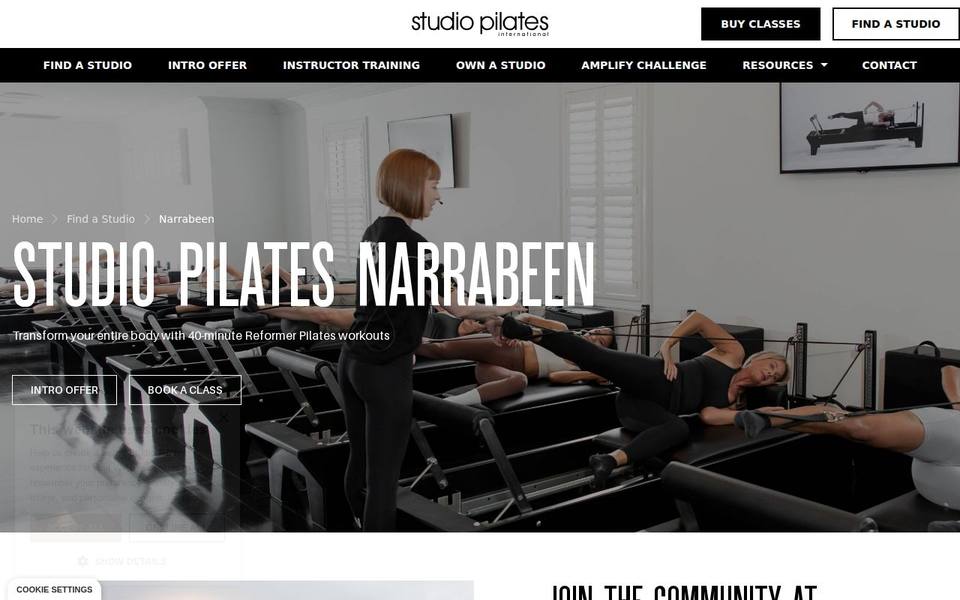 Studio Pilates International Narrabeen website