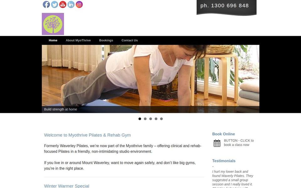 Waverley Pilates website