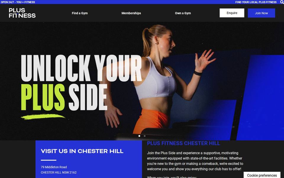 Plus Fitness Chester Hill website