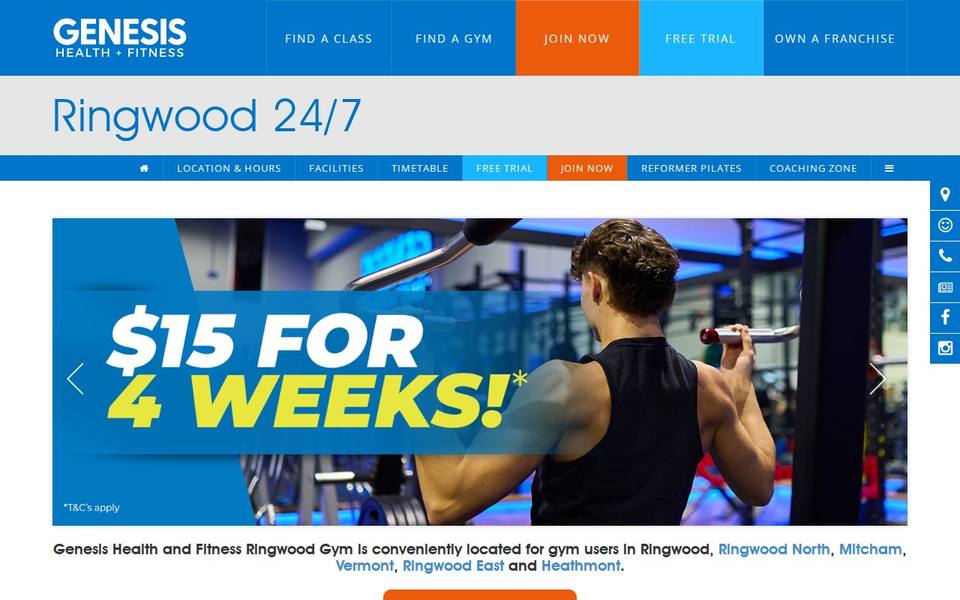 Genesis Health + Fitness Ringwood - VIC website