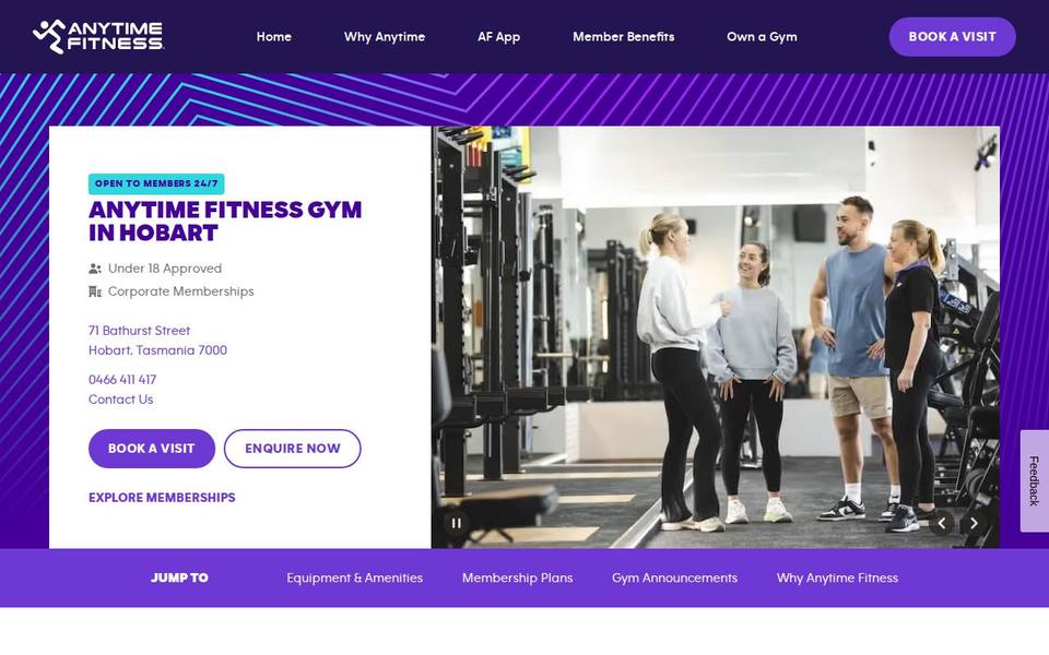 Anytime Fitness Hobart website