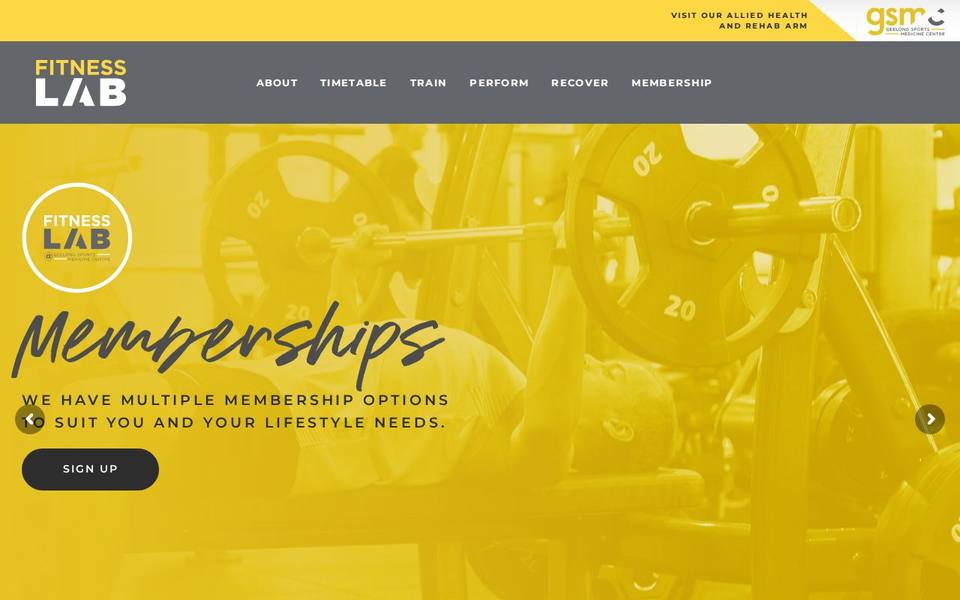 Fitness Lab website