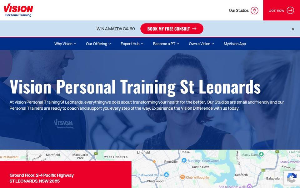 Vision Personal Training St Leonards website