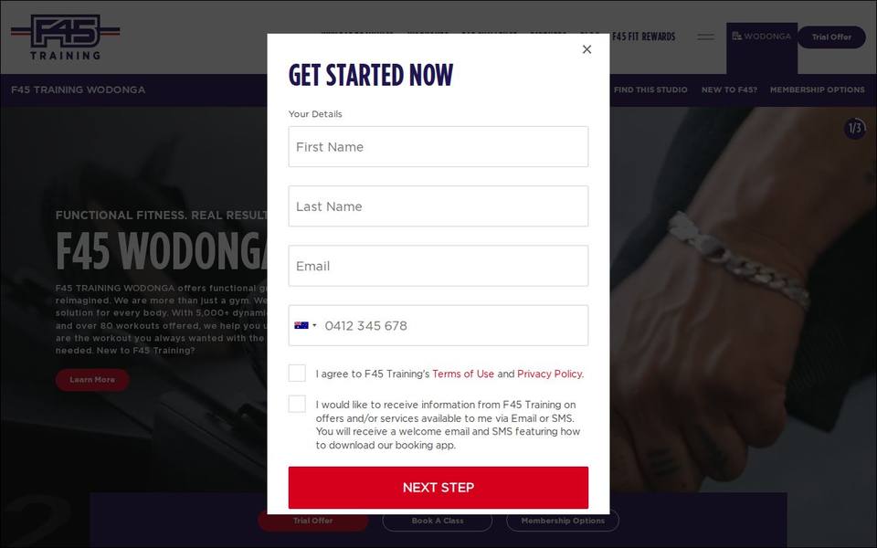 F45 Wodonga website