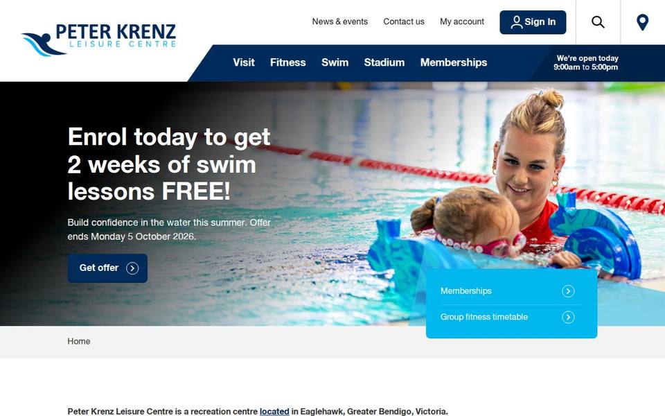 Peter Krenz Leisure Centre website
