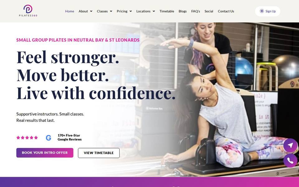 Pilates360 website