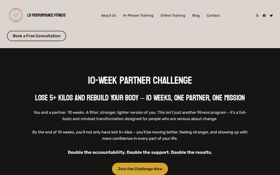 LR Performance Fitness website