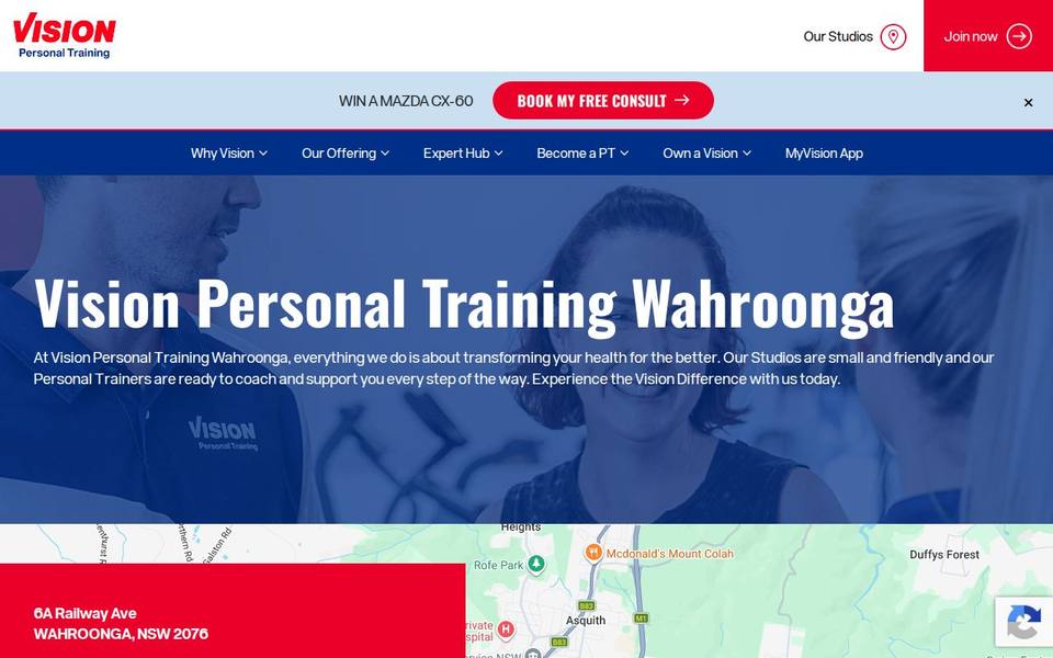 Vision Personal Training Wahroonga website