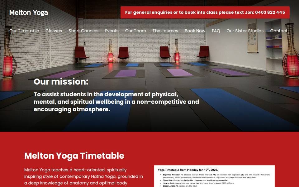 Melton Yoga website