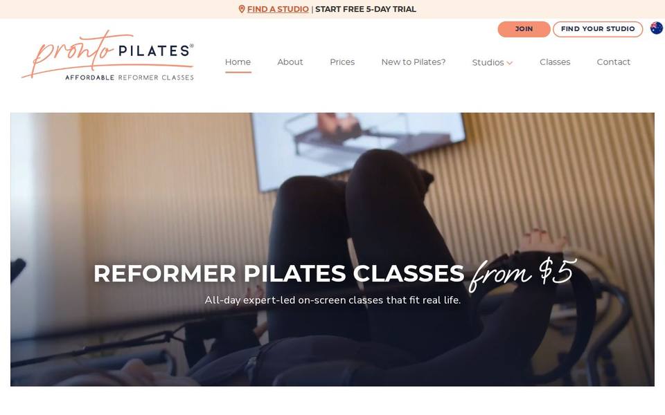 Pronto Pilates website