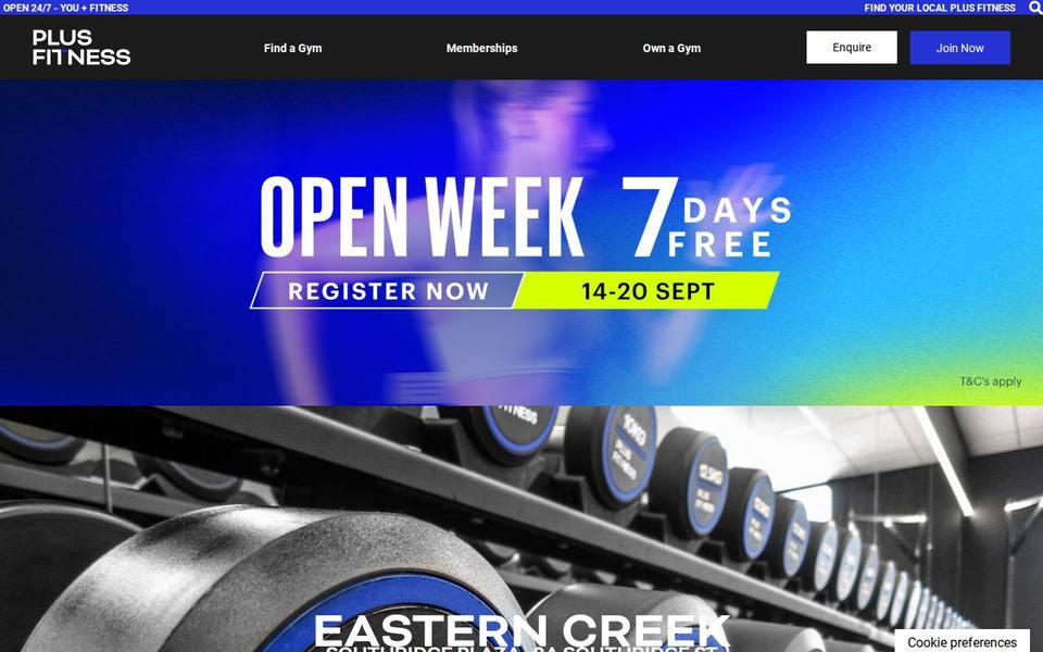 Plus Fitness Eastern Creek website