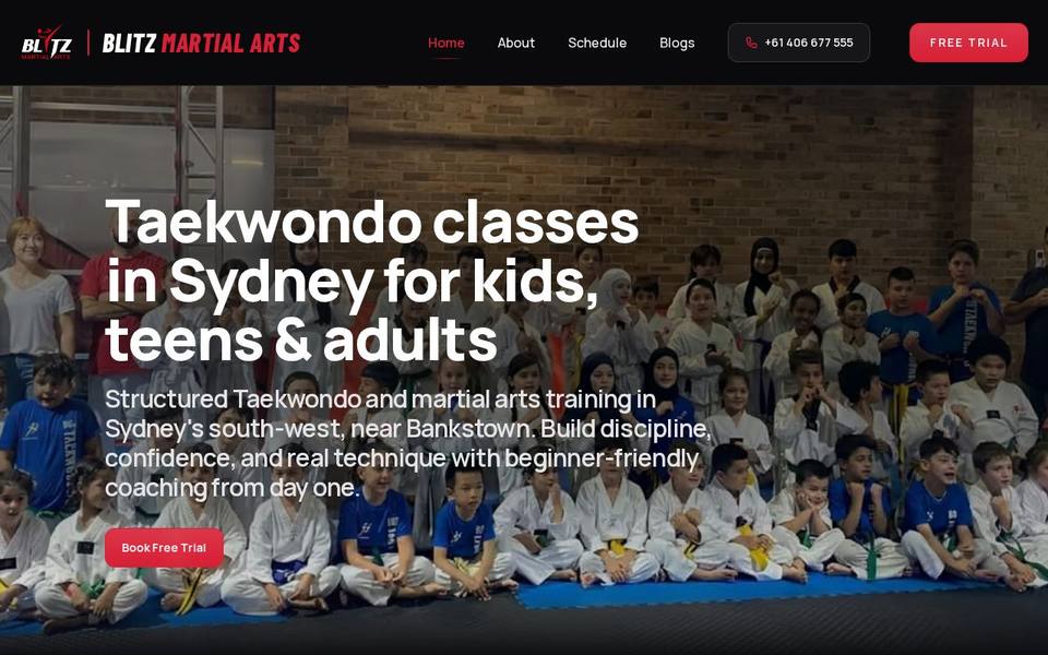 Blitz Martial Arts website