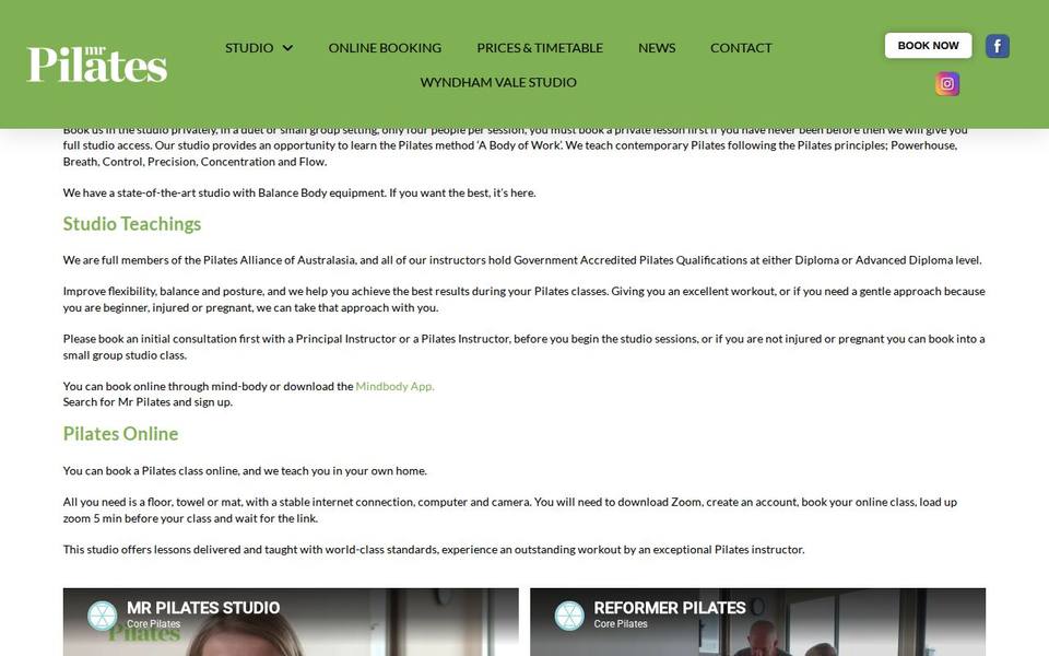 Mr Pilates website
