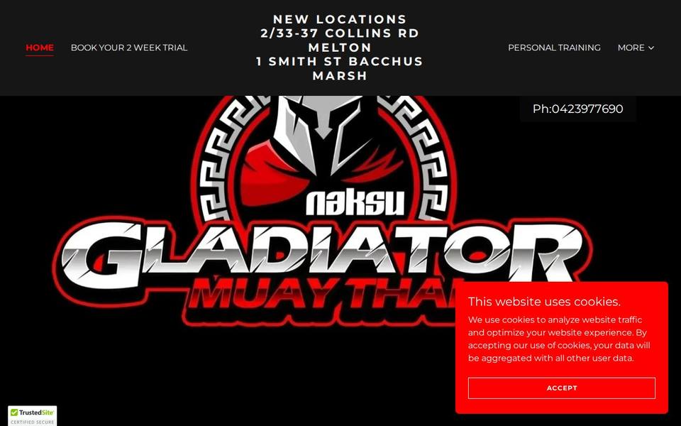 Gladiator Muay Thai website