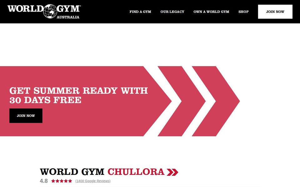 World Gym Chullora website