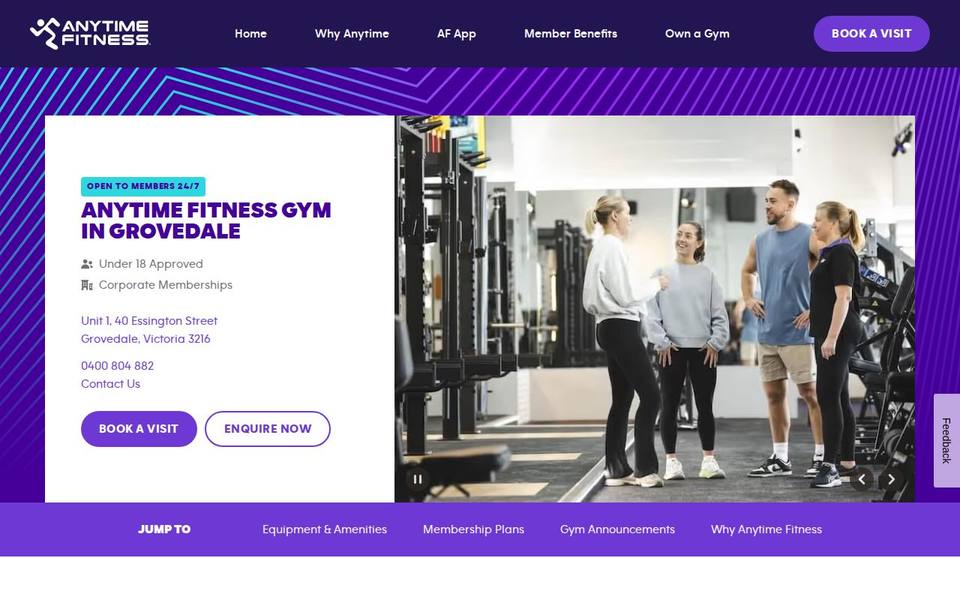 Anytime Fitness Grovedale website