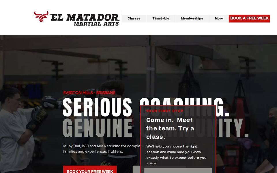 El Matador Martial Arts and Fitness website