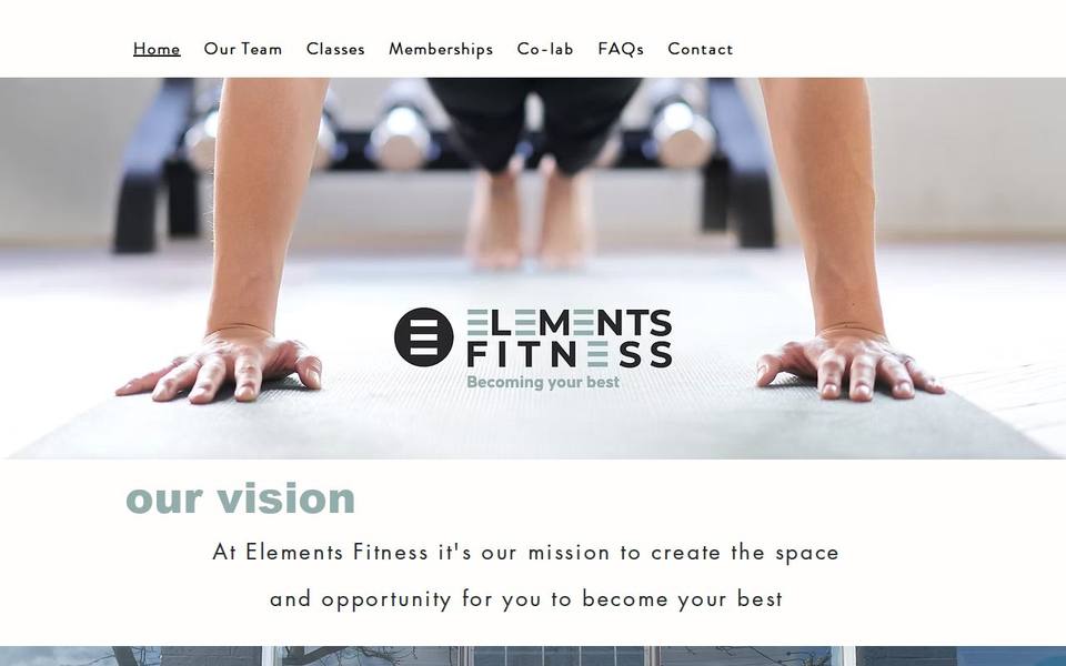 Elements Fitness website
