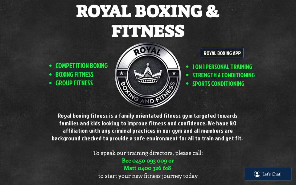 Royal Boxing and Fitness website