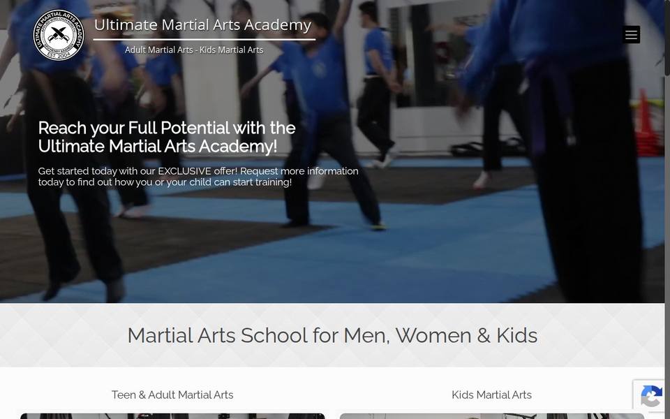 Ultimate Martial Arts Academy website