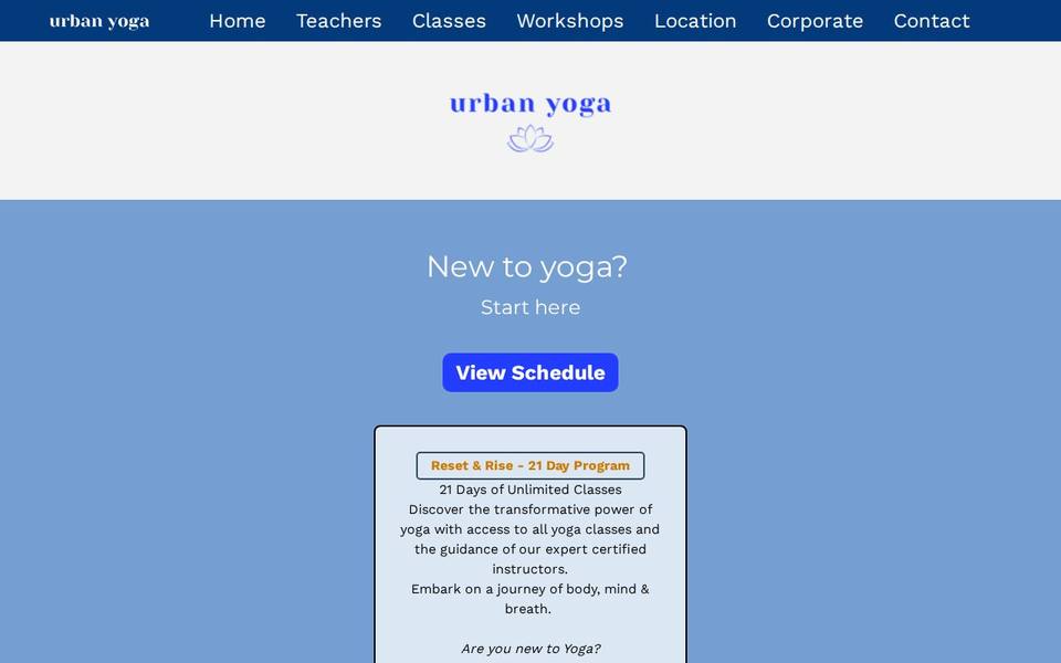 Urban Yoga website