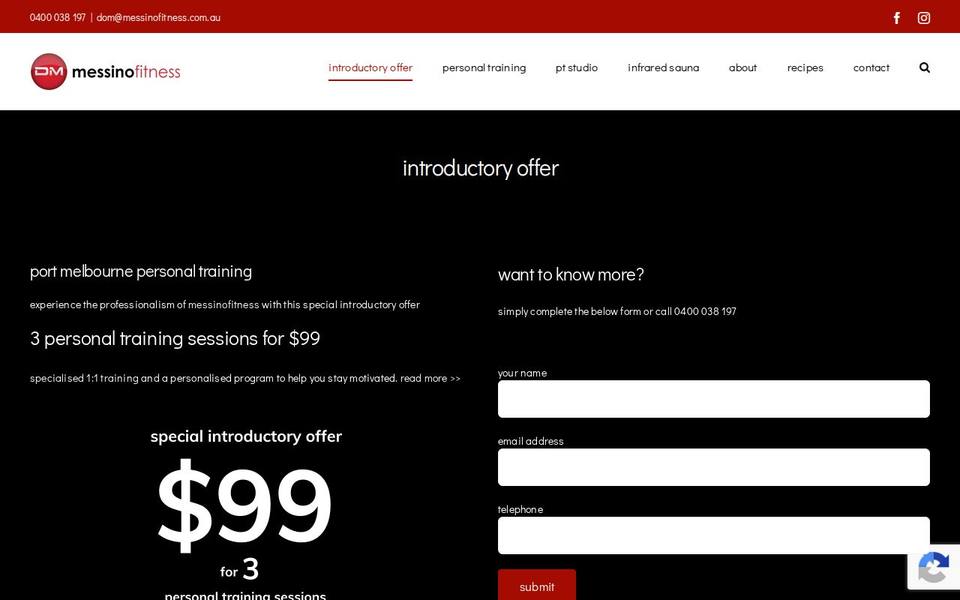 Messino Fitness website