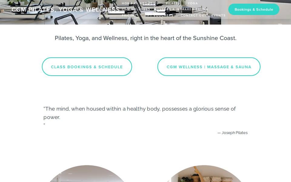 CGM Pilates, Yoga & Wellness website