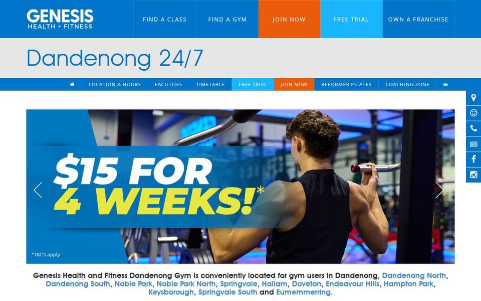 Genesis Health + Fitness Dandenong - VIC website