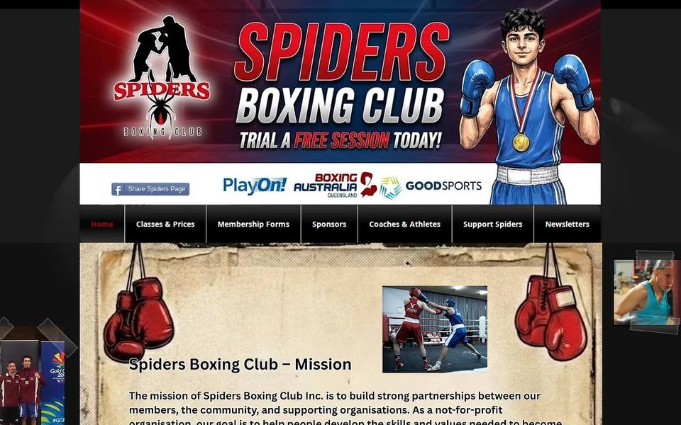 Spiders Boxing Club website