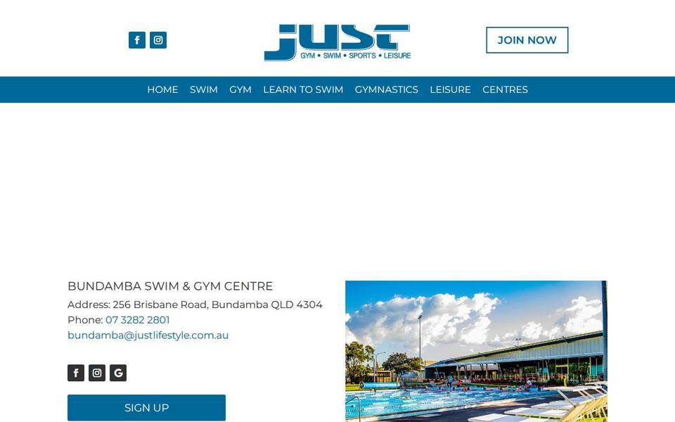 Just Bundamba Swim and Gym Centre website