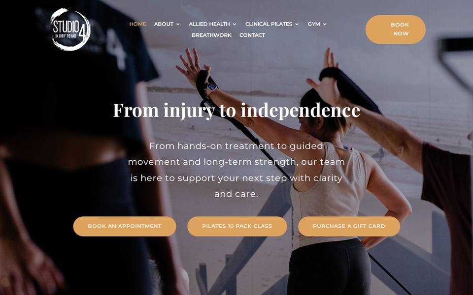 Studio 4 Sports Performance and Injury Rehab website