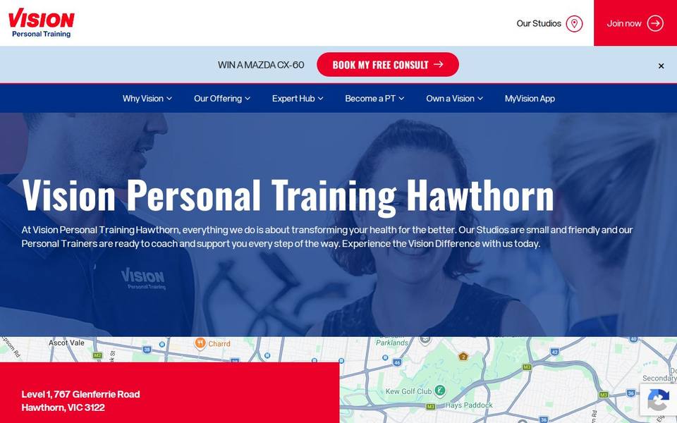 Vision Personal Training Hawthorn website