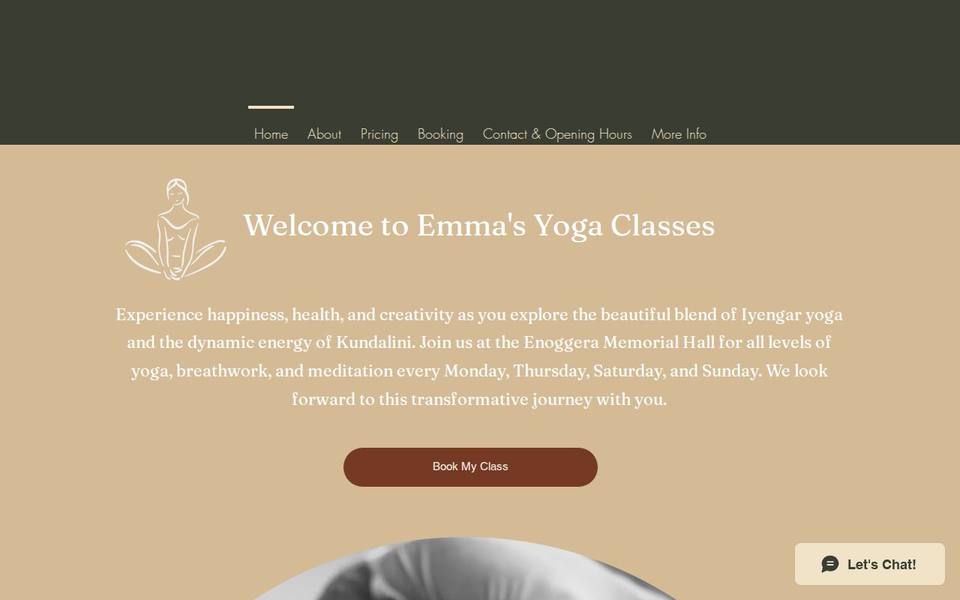 Emma's Yoga Classes website