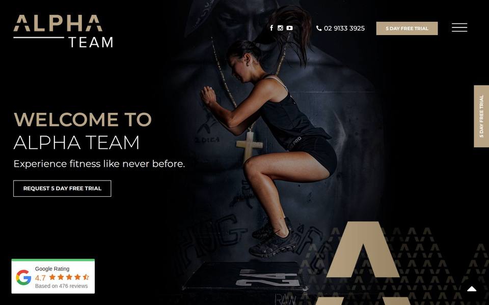 Alpha Team Fitness website