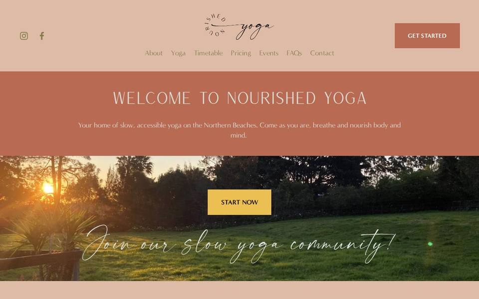 Nourished Yoga website
